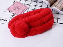 Load image into Gallery viewer, Real Rabbit Fur Scarf Women's Short Scarf Winter Warm Thickened Fur Three-Tube Big Fur Ball