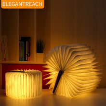 Load image into Gallery viewer, Led Book Light Folding Boy Lamp Rechargeable Book Light Table Lamp Wooden Book Page Turning Creative Night Light