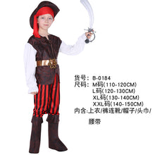 Load image into Gallery viewer, Halloween Children's Pirate with shoes hat belt Costume Ball Shows Costumes Boys and Girls Caribbean Pirate Captain Clothes Sets