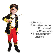 Load image into Gallery viewer, Halloween Children's Pirate with shoes hat belt Costume Ball Shows Costumes Boys and Girls Caribbean Pirate Captain Clothes Sets