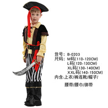 Load image into Gallery viewer, Halloween Children's Pirate with shoes hat belt Costume Ball Shows Costumes Boys and Girls Caribbean Pirate Captain Clothes Sets