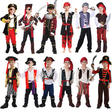 Load image into Gallery viewer, Halloween Children's Pirate with shoes hat belt Costume Ball Shows Costumes Boys and Girls Caribbean Pirate Captain Clothes Sets