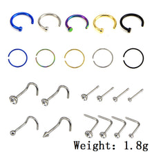 Load image into Gallery viewer, 22 Puncture Mixed Suit Nose Stud C- Type Nose Ring 7-Shaped Nose Stud
