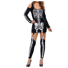 Load image into Gallery viewer, Masquerade Skull Skeleton Printed Sexy off Shoulder Halloween Costume Dark Performance Wear