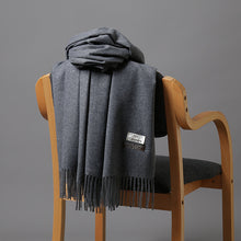 Load image into Gallery viewer, Korean Style Cashmere Scarf Warm Scarf Thickened Tassel Female All-Match Dual-Use Solid Color Talma Autumn and Winter