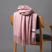 Load image into Gallery viewer, Korean Style Cashmere Scarf Warm Scarf Thickened Tassel Female All-Match Dual-Use Solid Color Talma Autumn and Winter