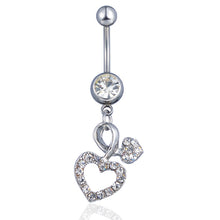 Load image into Gallery viewer, Piercing Jewelry European and American Diamond Heart-Shaped Belly Ring Navel Stud
