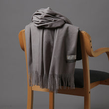 Load image into Gallery viewer, Korean Style Cashmere Scarf Warm Scarf Thickened Tassel Female All-Match Dual-Use Solid Color Talma Autumn and Winter