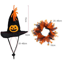 Load image into Gallery viewer, Funny Pet Cap Halloween Pumpkin Hat Scarf Set Adjustable Strap Cosplay Cat Costume Christmas Pet Halloween Costume Party Decor