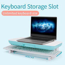 Load image into Gallery viewer, Black Folding Adjustable Monitor Stand Computer Stand with Storage Box and Phone Holder Computer Monitor Desktop Heightening Shelf