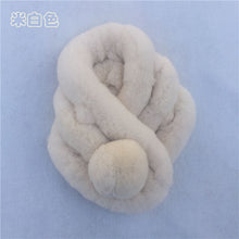 Load image into Gallery viewer, Real Rabbit Fur Scarf Women's Short Scarf Winter Warm Thickened Fur Three-Tube Big Fur Ball