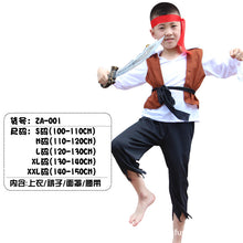 Load image into Gallery viewer, Halloween Children's Pirate with shoes hat belt Costume Ball Shows Costumes Boys and Girls Caribbean Pirate Captain Clothes Sets