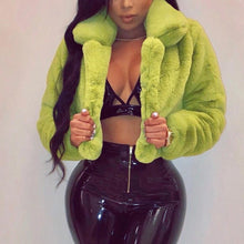 Load image into Gallery viewer, Fashion Women Coat Fluffy Fleece Turn-down Collar Faux Fur Top Short Loose Coat
