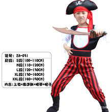 Load image into Gallery viewer, Halloween Children's Pirate with shoes hat belt Costume Ball Shows Costumes Boys and Girls Caribbean Pirate Captain Clothes Sets