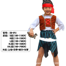 Load image into Gallery viewer, Halloween Children's Pirate with shoes hat belt Costume Ball Shows Costumes Boys and Girls Caribbean Pirate Captain Clothes Sets