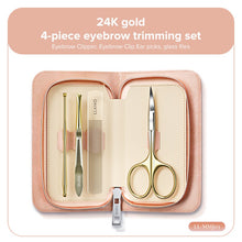 Load image into Gallery viewer, LLANO Eyebrow Kit Portable Eyebrow Trimming Makeup Tool 4Pcs with Leather Case