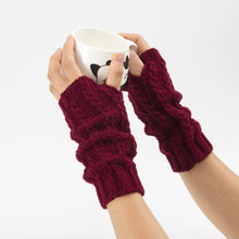 Load image into Gallery viewer, Twist Knitted Wool Keep Warm Men's and Women's Short Ski Fingerless Gloves