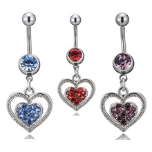 Load image into Gallery viewer, Piercing Jewelry Heart-Shaped Alloy Jeweled Pendant Navel Ring Navel Nail