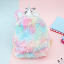 Load image into Gallery viewer, Women Girl Hit Color Backpack Student Plush Soft Double Shoulder Travel School Bag