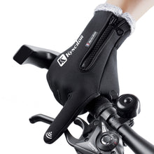 Load image into Gallery viewer, Autumn and Winter Non-Slip Touch Screen Warm with Velvet Mountaineering Waterproof Zipper Sports Riding Gloves