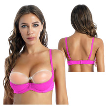 Load image into Gallery viewer, Women 1/2 Cup Push Up Bra Top Underwire Lace Bra Sexy Erotic Open Cup Bustier Bra Adjustable Strap Sponge Padded Bra Underwear