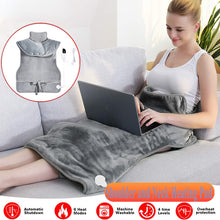 Load image into Gallery viewer, 110V-240V Electric Heating Massage Shawl Blanket Heated Pad For Neck Back Warmer Heat Wrap Adjustable Temperature Seting Belt