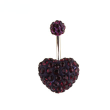 Load image into Gallery viewer, Heart Double Side Belly Piercing Rings Surgical Steel Crystal Disco Ball Belly Button Ring Navel Piercing Body Jewelry