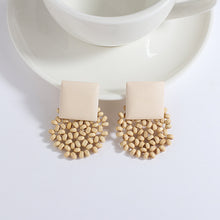 Load image into Gallery viewer, Handmade Rattan Wooden Drop Earrings for Women Bohemian Ethnic Geometric Round Waterdrop Wood Dangle Earrings Jewelry