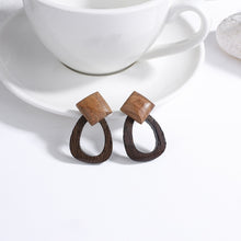 Load image into Gallery viewer, Handmade Rattan Wooden Drop Earrings for Women Bohemian Ethnic Geometric Round Waterdrop Wood Dangle Earrings Jewelry