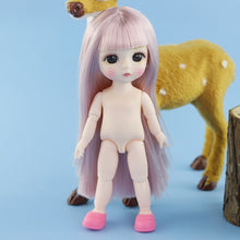 Load image into Gallery viewer, Adollya 16cm BJD Doll Nude Body Ball Jointed Swivel Doll 3D Eyes 13 Moveable Joints Body Make-up Princess 1/12 BJD Dolls