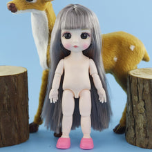 Load image into Gallery viewer, Adollya 16cm BJD Doll Nude Body Ball Jointed Swivel Doll 3D Eyes 13 Moveable Joints Body Make-up Princess 1/12 BJD Dolls