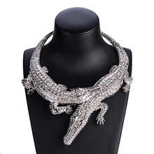 Load image into Gallery viewer, Exaggerated Punk Full Rhinestone Crocodile Necklace for Women Fashion Trend Statement Necklace Collar