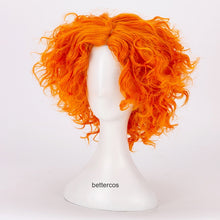 Load image into Gallery viewer, Alice in Wonderland 2 Mad Hatter Cosplay Wigs Tarrant Hightopp Orange Short Curly Heat Resistant Synthetic Hair Wig + Wig Cap