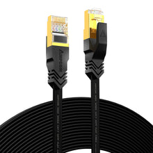 Load image into Gallery viewer, Ethernet Cable (10G 600MHz), Shielded Flat RJ45 Network Patch Cord, 50u Gold Plated Lead, Polyester Braided
