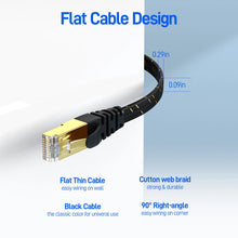 Load image into Gallery viewer, Ethernet Cable (10G 600MHz), Shielded Flat RJ45 Network Patch Cord, 50u Gold Plated Lead, Polyester Braided