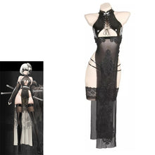 Load image into Gallery viewer, AniLV Game NieR Automata 2B Swimsuit Swim Dress Costume Women Sexy Sukumizu Turtleneck Cheongsam Swimwear Set Cosplay