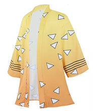 Load image into Gallery viewer, Anime Cosplay Costume Demon Slayer Kimetsu No Yaiba Haori Kimono Agatsuma Zenitsu Kochou Shinobu Summer Coat Shirt Anime Clothes
