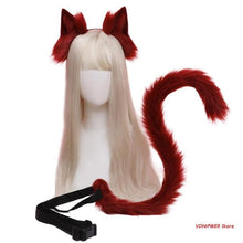 Load image into Gallery viewer, Cosplay Props Cat Ears and Tail Set Plush Furry Animal Ears Hairhoop Carnival Party Costume Fancy Dress Xmas