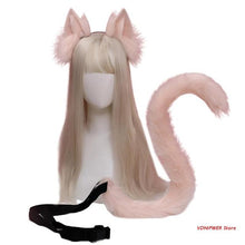 Load image into Gallery viewer, Cosplay Props Cat Ears and Tail Set Plush Furry Animal Ears Hairhoop Carnival Party Costume Fancy Dress Xmas