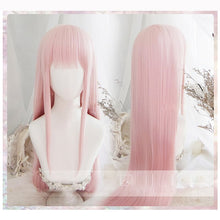 Load image into Gallery viewer, Anime DARLING in the FRANXX 02 Cosplay Wigs Zero Two Wigs 100cm Long Pink Synthetic Hair Perucas Cosplay Wig + Wig Cap+Hairclip