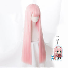 Load image into Gallery viewer, Anime DARLING in the FRANXX 02 Cosplay Wigs Zero Two Wigs 100cm Long Pink Synthetic Hair Perucas Cosplay Wig + Wig Cap+Hairclip