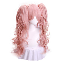 Load image into Gallery viewer, Anime Danganronpa Enoshima Junko Cosplay Wig Pink Long Wavy With Ponytail Clip White Black Bear Hairpins Girl Gift