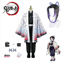 Load image into Gallery viewer, Demon Slayer Kimetsu No Yaiba Kochou Shinobu Cosplay Costume Wig Set Kimono Uniform Halloween Costumes for Adult Kid