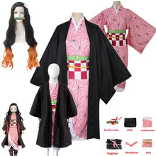 Load image into Gallery viewer, Anime Demon Slayer Kimetsu no Yaiba Cosplay Costume Nezuko Kamado Kimono Uniform Halloween Clothes