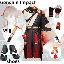 Load image into Gallery viewer, Anime Game Genshin Impact Kiryu Kazuha Battle Suit Kaedehara Wanye Uniform Wig Cosplay Costume Halloween Party