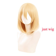 Load image into Gallery viewer, Anime Howl's Moving Castle Wizard Howl Cosplay Short Blonde Yellow Hair Wig Cosplay Ring Earring Wig Necklace + a wig cap
