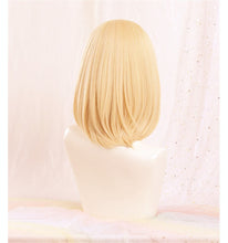 Load image into Gallery viewer, Anime Howl's Moving Castle Wizard Howl Cosplay Short Blonde Yellow Hair Wig Cosplay Ring Earring Wig Necklace + a wig cap