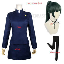 Load image into Gallery viewer, Anime Jujutsu Kaisen Cosplay Costume Maki Zenin Green Wig Top Skirt shoes Zenin Maki Halloween Christma Party Uniform Men Women