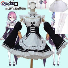 Load image into Gallery viewer, Anime Re:zero Kara Hajimeru Isekai Seikatsu Life In a Different World Ram Rem Cosplay Costume Wigs Maid Dress Halloween Costume