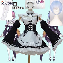 Load image into Gallery viewer, Anime Re:zero Kara Hajimeru Isekai Seikatsu Life In a Different World Ram Rem Cosplay Costume Wigs Maid Dress Halloween Costume